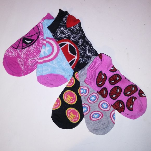 Marvel | Accessories | Set Of 6 Womens Socks Shoe Size 91 Marvel Spider ...